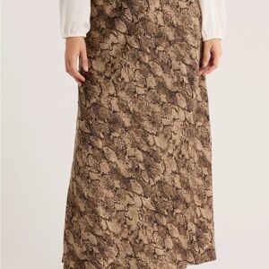 Brown Snake Print Maxi Skirt